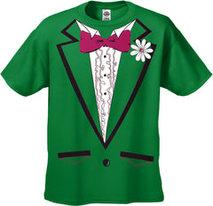 Tuxedo T-Shirts - Mens Irish Green Ruffled Tuxedo T-Shirt