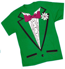 Tuxedo T-Shirts - Mens Irish Green Ruffled Tuxedo T-Shirt