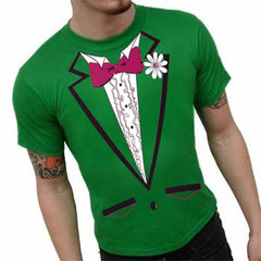 Tuxedo T-Shirts - Mens Irish Green Ruffled Tuxedo T-Shirt