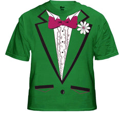 Tuxedo T-Shirts - Mens Irish Green Ruffled Tuxedo T-Shirt