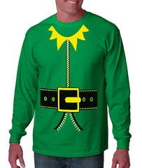 Tuxedo T-Shirts - Mens Long Sleeve Elf Costume Shirt (Kelly Green)