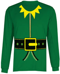 Tuxedo T-Shirts - Mens Long Sleeve Elf Costume Shirt (Kelly Green)