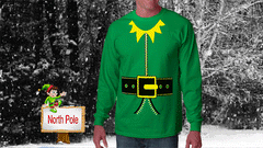 Tuxedo T-Shirts - Mens Long Sleeve Elf Costume Shirt (Kelly Green)