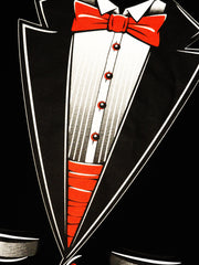 Tuxedo T-Shirts - Mens Tuxedo T-Shirt with Red bow tie and Cummerbund