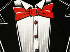 Tuxedo T-Shirts - Mens Tuxedo T-Shirt with Red bow tie and Cummerbund