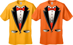 Tuxedo T-Shirts - Mens Tuxedo T-Shirt with Red bow tie and Cummerbund