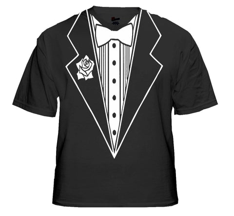 Tuxedo T-Shirts - Mens Tuxedo With White Flower T-Shirt