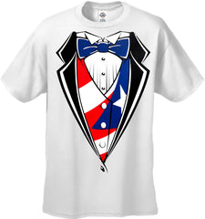 Puerto Rican Flag Tuxedo T-Shirt With Vest & Bowtie