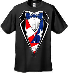 Puerto Rican Flag Tuxedo T-Shirt With Vest & Bowtie