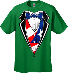 Puerto Rican Flag Tuxedo T-Shirt With Vest & Bowtie