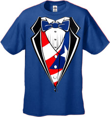 Puerto Rican Flag Tuxedo T-Shirt With Vest & Bowtie