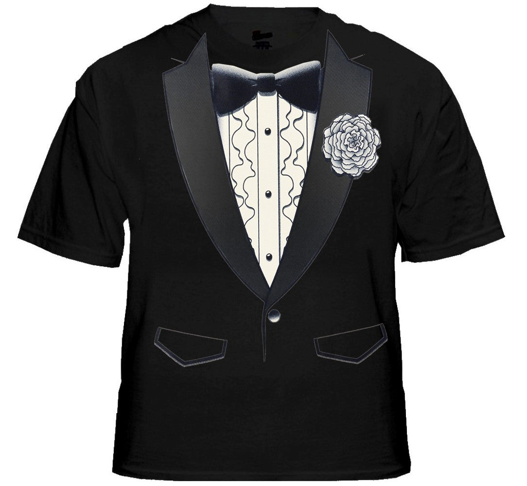 Kids Tuxedo T-Shirt in Black with Blue Tie No Carnation