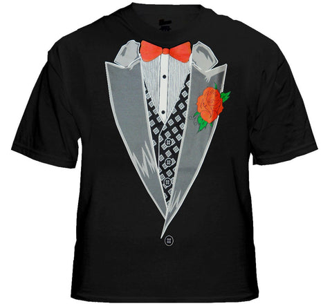 Tuxedo TShirts -Deluxe Showman's Tuxedo T-Shirt with Vest & Bowtie (Black)