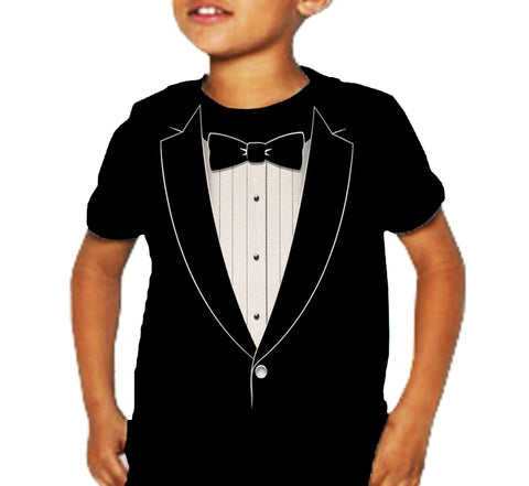 Tuxedo TShirts - Kids "Classic Black Tie" Tuxedo T-Shirt (Black)