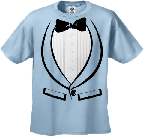 Tuxedo TShirts - Light Blue 70's Old School Men's Tuxedo