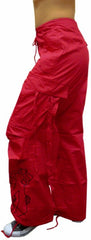 UFO Girly Basic UFO Embroidered Flat Pocket Pants (Red)