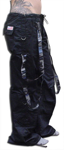 UFO Strappy Hipster Girls Pants (Black/Blue Camo)