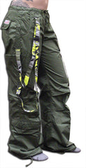 UFO Strappy Hipster Girls Pants (Olive/Yellow Camo)