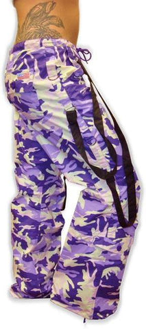 UFO Strappy Hipster Girls Pants (Purple Camo/Black)