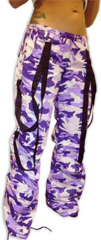 UFO Strappy Hipster Girls Pants (Purple Camo/Black)