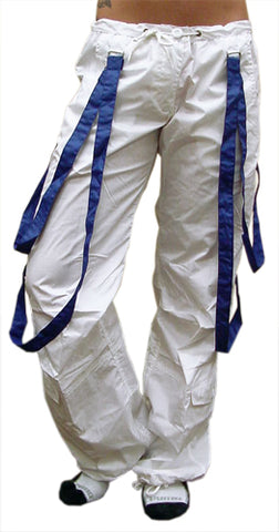 UFO Strappy Hipster Girls Pants (White/Royal)