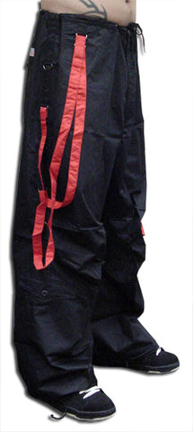 UFO Unisex Basic Strappy Pants (Black/Red)