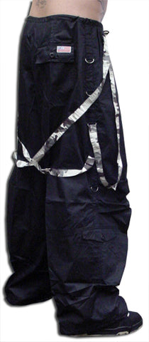 UFO Unisex Basic Strappy Pants (Black with grey camo)