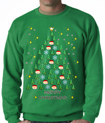 Ugly Christmas Sweater - Emoji Christmas Tree Ugly Christmas Adult Crewneck