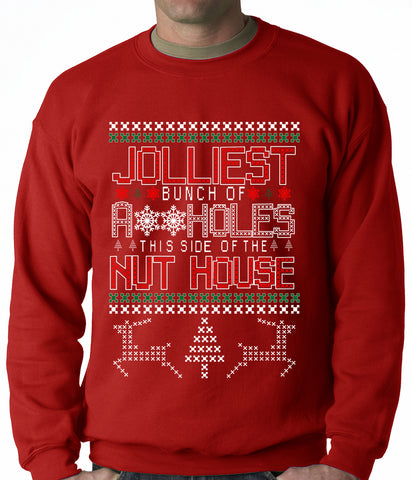 Ugly Christmas Jolliest Bunch Of A**holes Crenweck Sweatshirt
