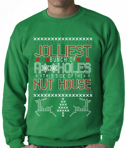 Ugly Christmas Jolliest Bunch Of A**holes Crenweck Sweatshirt