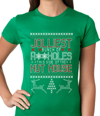 Ugly Christmas T-shirt - Jolliest Bunch Of A**Holes Girls T-shirt