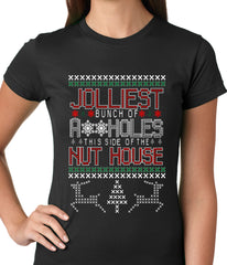 Ugly Christmas T-shirt - Jolliest Bunch Of A**Holes Girls T-shirt