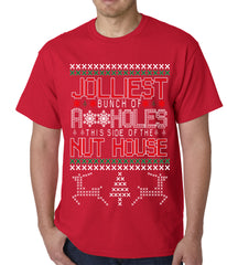 Ugly Christmas T-shirt - Jolliest Bunch Of A**Holes Mens T-shirt