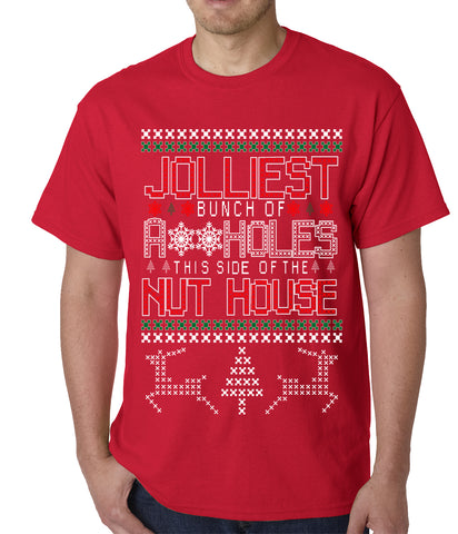 Ugly Christmas T-shirt - Jolliest Bunch Of A**Holes Mens T-shirt