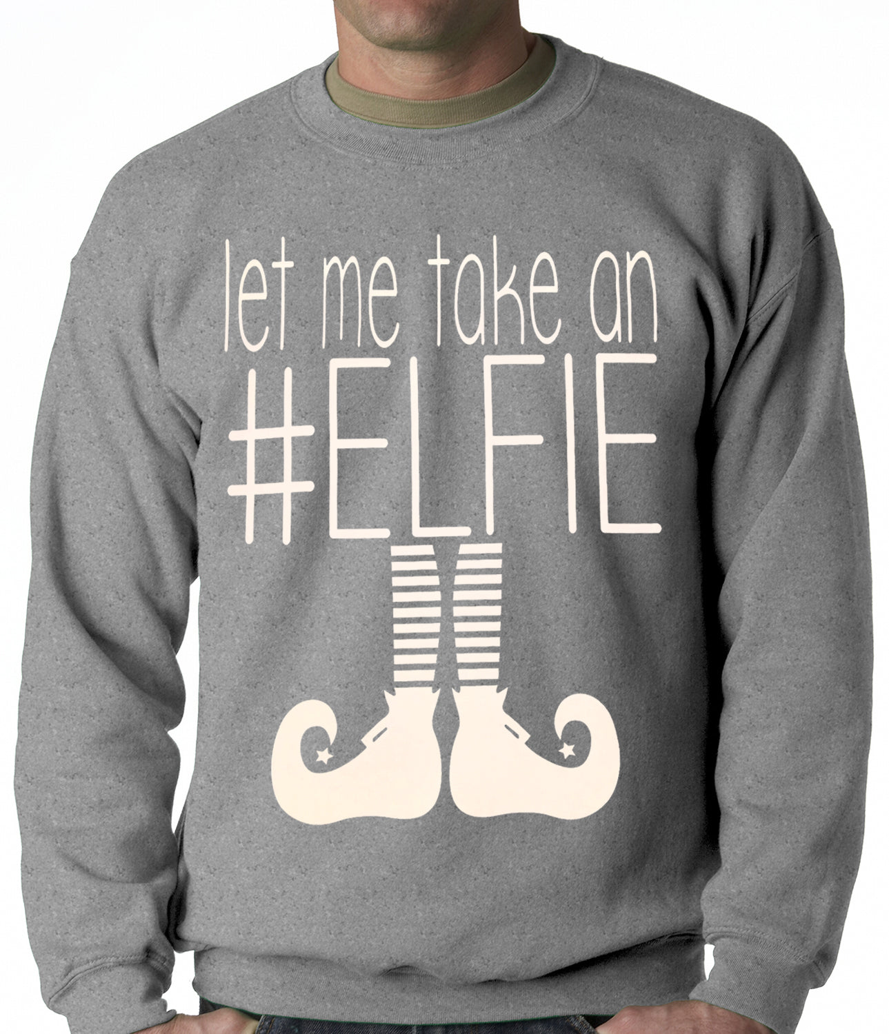 Ugly Christmas Sweater - Let Me Take An #ELFIE Ugly Christmas Adult Crewneck