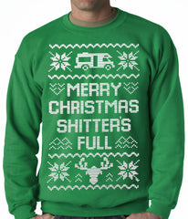 Ugly Christmas Sweater - Merry Christmas Shitters Full Ugly Adult Crewneck