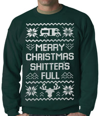 Ugly Christmas Sweater - Merry Christmas Shitters Full Ugly Adult Crewneck