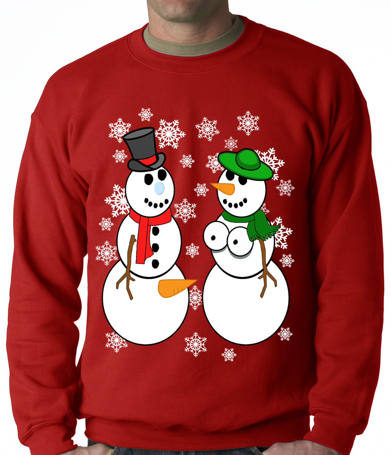 Mr. and Mrs. Perverted Snowman Ugly Christmas Sweater Crewneck Sweatshirt