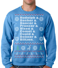 Ugly Christmas Sweater - Reindeer Names Crewneck Sweatshirt