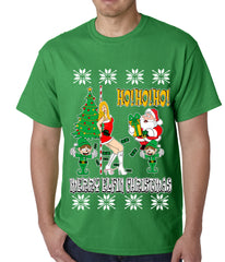 Ugly Christmas T-shirt - Santa and the Stripper Mens T-shirt