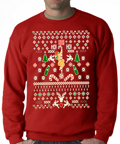 Ugly Christmas Sweater - Sexy Stripper on a Pole Adult Crewneck