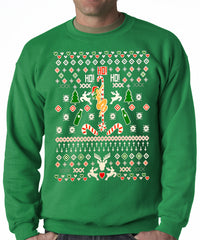 Ugly Christmas Sweater - Sexy Stripper on a Pole Adult Crewneck