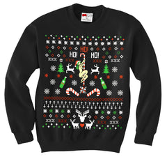 Ugly Christmas Sweater - Sexy Girl Stripper Pole Adult Crewneck