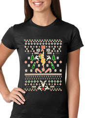 Ugly Christmas T-shirt - Sexy Stripper on a Pole Girls T-shirt