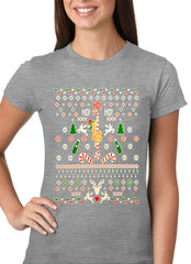 Ugly Christmas T-shirt - Sexy Stripper on a Pole Girls T-shirt