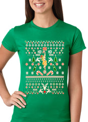 Ugly Christmas T-shirt - Sexy Stripper on a Pole Girls T-shirt