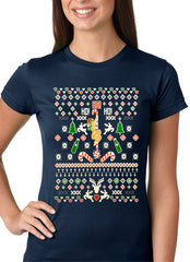 Ugly Christmas T-shirt - Sexy Stripper on a Pole Girls T-shirt