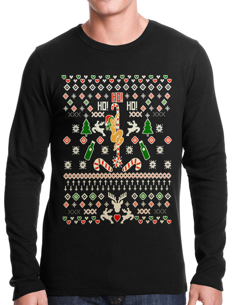 Ugly Christmas Thermal - Sexy Girl Stripper Pole Thermal Shirt –