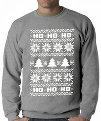 Ugly Christmas Sweater - Snowflake HO HO HO Adult Crewneck