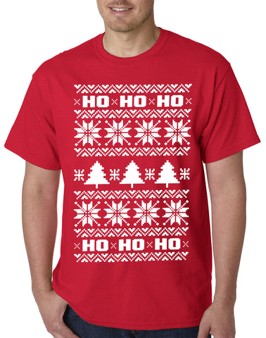 Ugly Christmas  T-shirt  - Snowflake HO HO HO Mens T-shirt